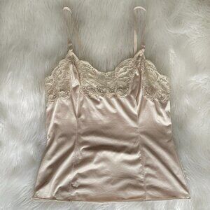 vintage wonder maid non cling pale pink and cream lace satin cami top 34